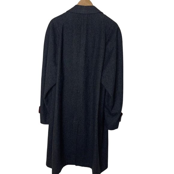 Dartmoor Vintage 50s 60s Mens Trench Coat Size 48 Regular Gray Black Wool Tweed - Picture 2 of 16